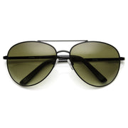 zeroUV Large Round Full Metal Aviator Sunglasses 1373 58mm Sunglasses White Smoke Black