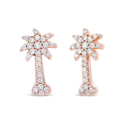 Bids.com 10K Rose Gold 1/4 Cttw Diamond Palm Tree Push Back Stud Earrings (H-I Color, I1-I2 Clarity) Earrings White Smoke Rose.Gold / 0.25