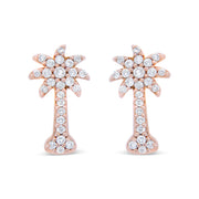 Bids.com 10K Rose Gold 1/4 Cttw Diamond Palm Tree Push Back Stud Earrings (H-I Color, I1-I2 Clarity) Earrings White Smoke Rose.Gold / 0.25