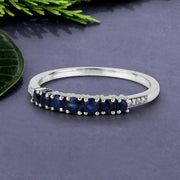 Bids.com 0.45 Carat Genuine Blue Sapphire and White Diamond 14K White Gold Ring Rings Slate Gray size 5.00,size 6.00,size 7.00,size 8.00,size 9.00