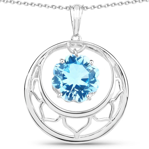 Bids.com 8.75 Carat Genuine Swiss Blue Topaz .925 Sterling Silver Pendant Pendants White Smoke