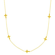 Bids.com 14k Yellow Gold Chain Necklace with Cross Stations Necklaces White Smoke 17 / Yellow Gold