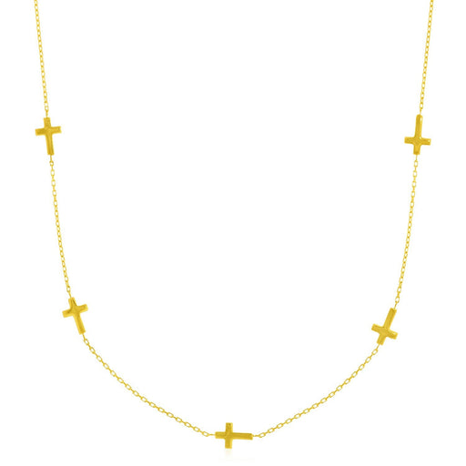 Bids.com 14k Yellow Gold Chain Necklace with Cross Stations Necklaces White Smoke 17 / Yellow Gold