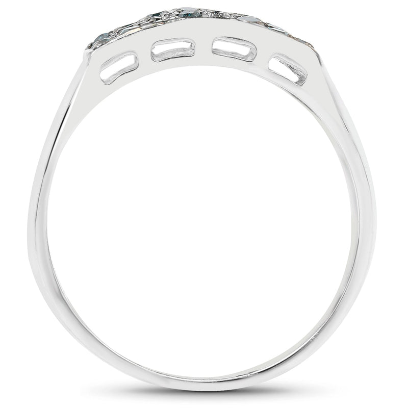 Bids.com 0.48 Carat Genuine Blue Diamond .925 Sterling Silver Ring Rings White Smoke size 9.00,size 10.00,size 11.00,size 6.00,size 7.00,size 8.00