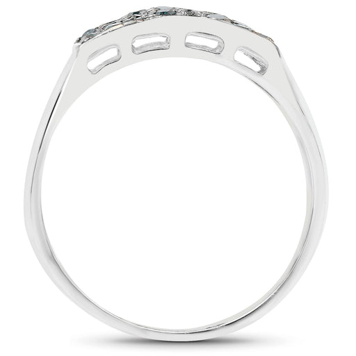 Bids.com 0.48 Carat Genuine Blue Diamond .925 Sterling Silver Ring Rings White Smoke size 9.00,size 10.00,size 11.00,size 6.00,size 7.00,size 8.00