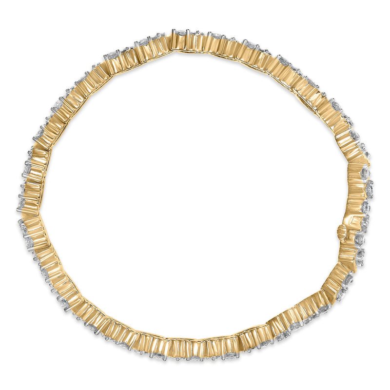 Bids.com 14K Yellow Gold 4.00 Cttw Diamond Triangle Link Tennis Bracelet (H-I Color, I1-I2 Clarity) - 7" Inches Bracelets White Smoke Yellow.Gold / 7