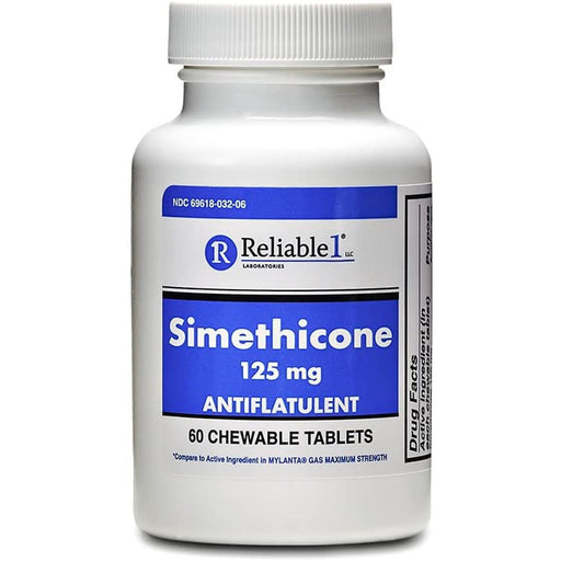Reliable-1 Laboratories Reliable-1 Laboratories Simethicone Antiflatulent, 125 Mg Chewable Tablets, 60/Bottle Health & Beauty Light Gray