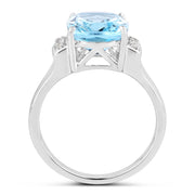Bids.com 4.28 Carat Genuine Blue Topaz and White Topaz .925 Sterling Silver Ring Rings White Smoke size 7.00,size 5.00,size 9.00,size 10.00,size 6.00,size 8.00