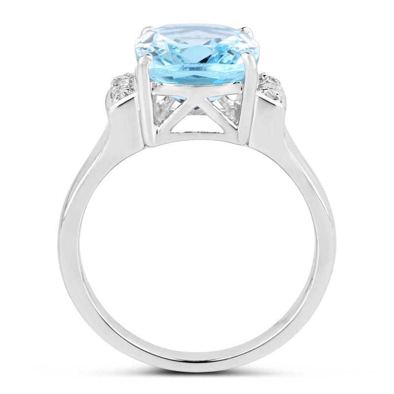 Bids.com 4.28 Carat Genuine Blue Topaz and White Topaz .925 Sterling Silver Ring Rings White Smoke size 7.00,size 5.00,size 9.00,size 10.00,size 6.00,size 8.00