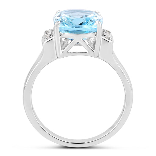Bids.com 4.28 Carat Genuine Blue Topaz and White Topaz .925 Sterling Silver Ring Rings White Smoke size 7.00,size 5.00,size 9.00,size 10.00,size 6.00,size 8.00