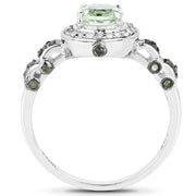 Bids.com 1.07 Carat Genuine Green Amethyst, Green Diamond and White Diamond .925 Sterling Silver Ring Rings White Smoke size 6.00,size 7.00,size 8.00,size 5.00,size 9.00,size 10.00