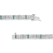Bids.com 14K White Gold Princess-Cut white and Blue Diamond 3.00 cttw Fashion Link Bracelet (H-I Color, SI1-SI2 Clarity) Bracelets White Smoke White.Gold / 7