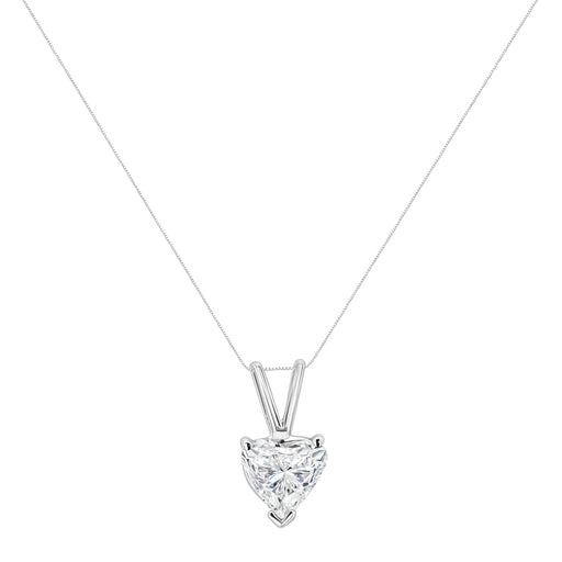Bids.com 14K White Gold 3/8 Cttw Heart-Shaped Diamond Classic Solitaire 18" Pendant Necklace (H-I Color, VS2-SI1 Clarity) Necklaces White Smoke White.Gold / 18 / 0.4,White.Gold / 18 / 0.5,White.Gold / 18 / 0.25