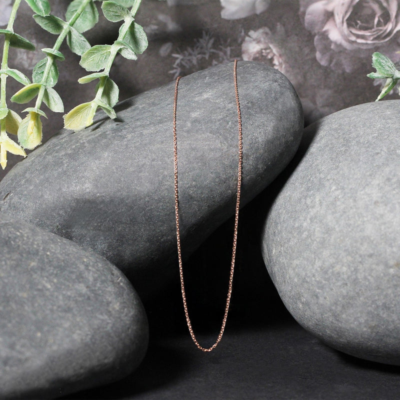 Bids.com 14k Rose Gold Diamond Cut Cable Link Chain 0.7mm Necklaces Black 16 / Rose Gold,18 / Rose Gold,20 / Rose Gold