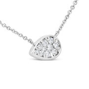 Bids.com 14K White Gold 1/4 Cttw Round Diamond Composite Teardrop Shape 18" Pendant Necklace - (G-H Color, SI2-I1 Clarity) Necklaces White Smoke White.Gold / 18