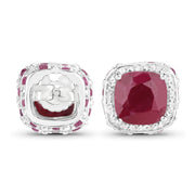 Bids.com 6.12 Carat Dyed Ruby, Ruby and White Topaz .925 Sterling Silver Earrings Earrings White Smoke
