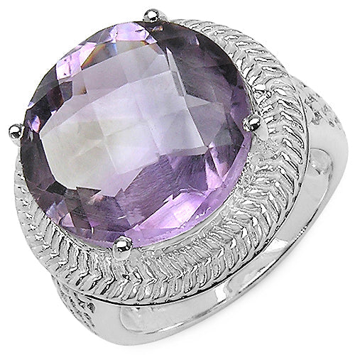 Bids.com 10.22 Carat Genuine Amethyst .925 Sterling Silver Ring Rings White Smoke size 7.00,size 6.00,size 8.00,size 9.00