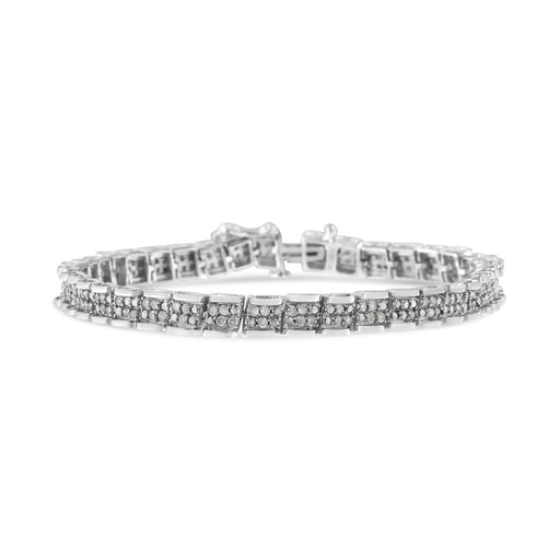 Bids.com .925 Sterling Silver 2.0 Cttw Diamond 7" Round Miracle Plate Link Bracelet (I-J Color, I2-I3 Clarity) Bracelets White Smoke White.Sterling Silver / 7