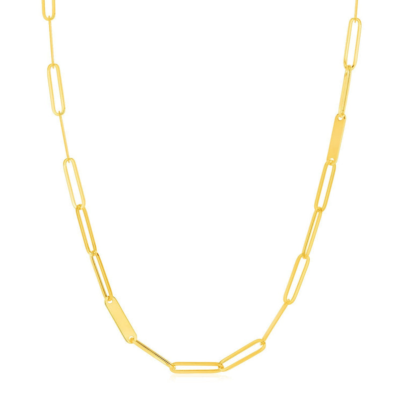 Bids.com 14k Yellow Gold Alternating Paperclip Chain Link and Gold Bar Necklace Necklaces White Smoke 18 / Yellow Gold