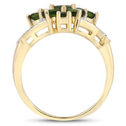 Bids.com 1.26 Carat Genuine Chrome Diopside .925 Sterling Silver Ring Rings White Smoke size 6.00,size 7.00,size 8.00,size 9.00,size 5.00