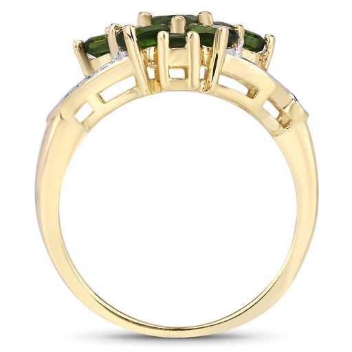 Bids.com 1.26 Carat Genuine Chrome Diopside .925 Sterling Silver Ring Rings White Smoke size 6.00,size 7.00,size 8.00,size 9.00,size 5.00