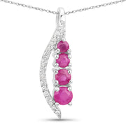 Bids.com 0.43 Carat Genuine Ruby and White Diamond 14K White Gold Pendant Pendants White Smoke