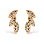 Bids.com 10K Yellow Gold 1/10 Cttw Diamond Triple Leaf Stud Earring (H-I Color, I1-I2 Clarity) Earrings White Smoke Yellow.Gold / 0.072