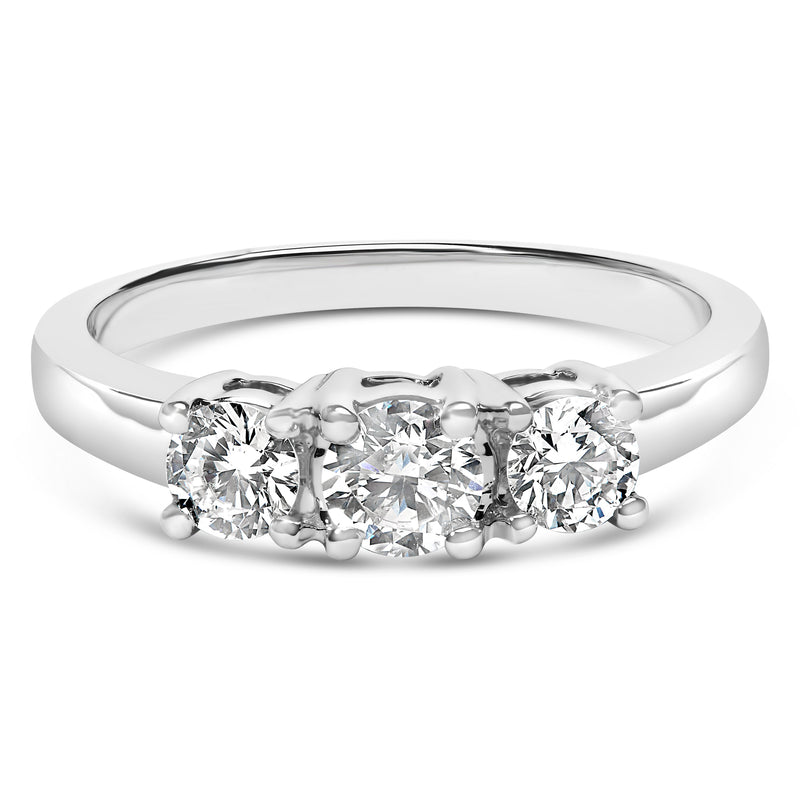 Bids.com 14K White Gold  3/4 Cttw Lab Grown Diamond 3 Stone Ring Band (F-G Color, VS2-SI1 Clarity)- Size 7 Rings White Smoke 7 / White.Gold,9 / White.Gold,6 / White.Gold,8 / White.Gold,5 / White.Gold