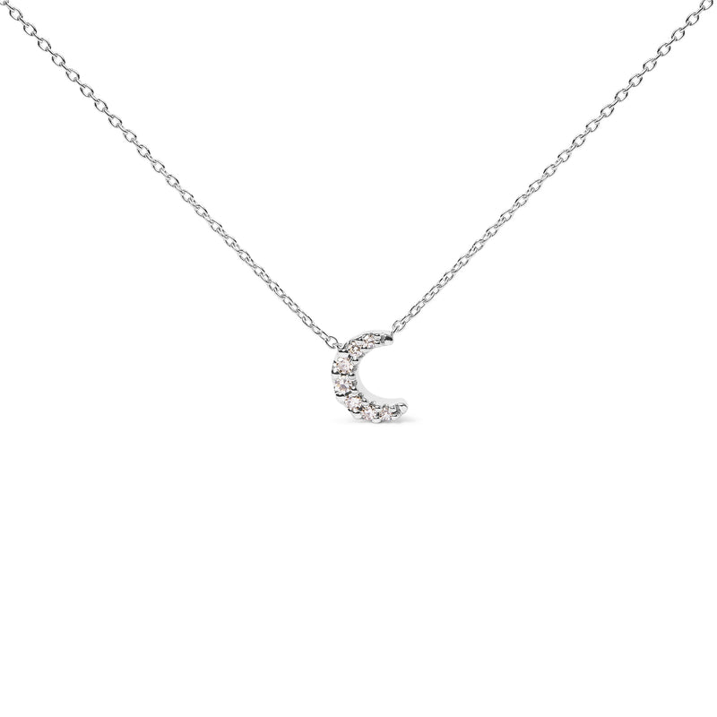 Bids.com 10K White Gold Diamond Accented Crescent Moon Shaped 18" Inch Pendant Necklace (H-I Color, I1-I2 Clarity) Necklaces White Smoke White.Gold / 18