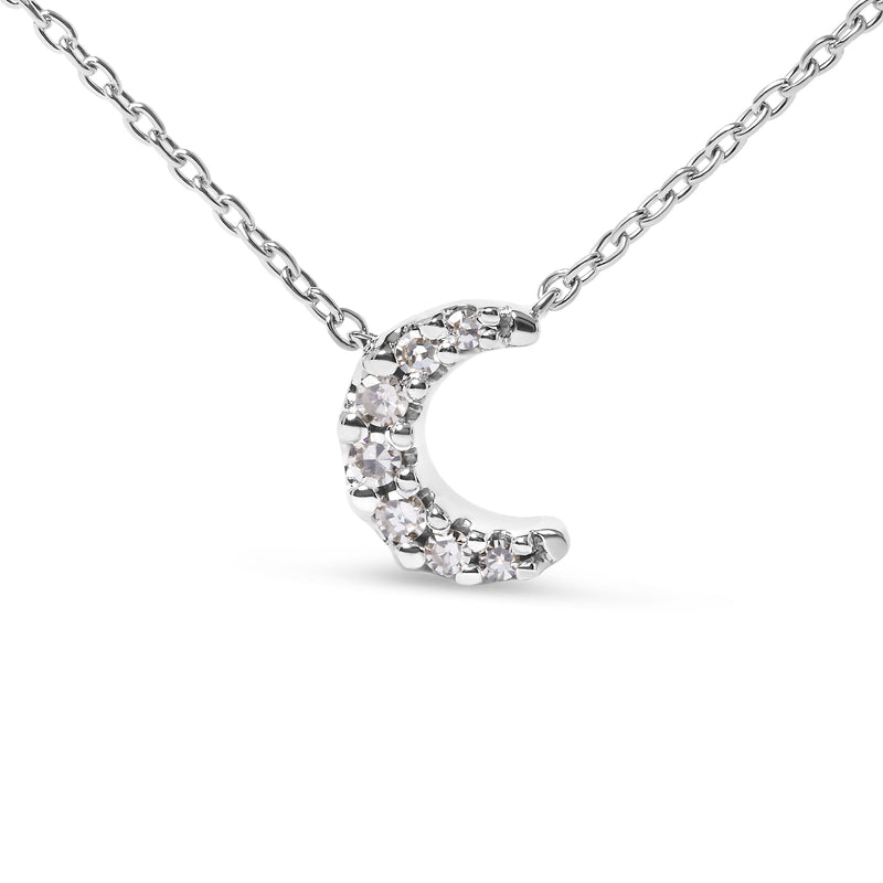 Bids.com 10K White Gold Diamond Accented Crescent Moon Shaped 18" Inch Pendant Necklace (H-I Color, I1-I2 Clarity) Necklaces White Smoke White.Gold / 18