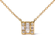 Bids.com 10K Yellow Gold 1/10 Cttw Round and Baguette Diamond Mosaic Composite Square 18" Inch Pendant Necklace (H-I Color, I1-I2 Clarity) Necklaces White Smoke Yellow.Gold / 18