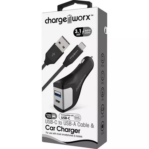 Chargeworx Chargeworx Usb A Usb -C Car Chrgr Vehicle Parts & Accessories White Smoke