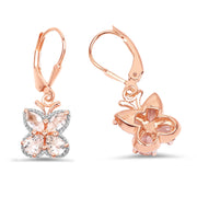 Bids.com 18K Rose Gold Plated 1.88 Carat Genuine Morganite .925 Sterling Silver Earrings Earrings White Smoke