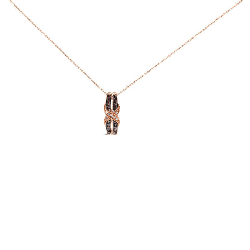Bids.com 10K Rose Gold 1/4 Cttw White and Chocolate Brown Diamond Infinity Twist Pendant Necklace (I-J Color, I1-I2 Clarity) Necklaces White Smoke Rose.Gold / 18