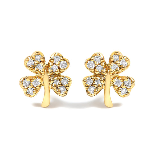 Bids.com 10K Yellow Gold Diamond Accent 4 Leaf Clover Stud Earrings Earrings White Smoke Yellow.Gold / 0.096
