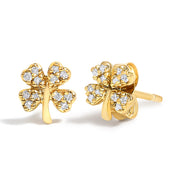 Bids.com 10K Yellow Gold Diamond Accent 4 Leaf Clover Stud Earrings Earrings White Smoke Yellow.Gold / 0.096