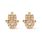 Bids.com 10K Yellow Gold Diamond Accented Hamsa Stud Earrings (H-I Color, I1-I2 Clarity) Earrings White Smoke Yellow.Gold / 0.125