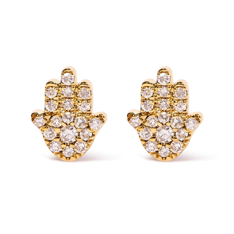 Bids.com 10K Yellow Gold Diamond Accented Hamsa Stud Earrings (H-I Color, I1-I2 Clarity) Earrings White Smoke Yellow.Gold / 0.125