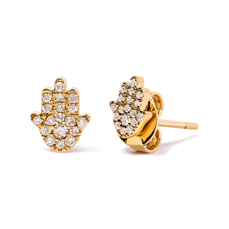 Bids.com 10K Yellow Gold Diamond Accented Hamsa Stud Earrings (H-I Color, I1-I2 Clarity) Earrings White Smoke Yellow.Gold / 0.125