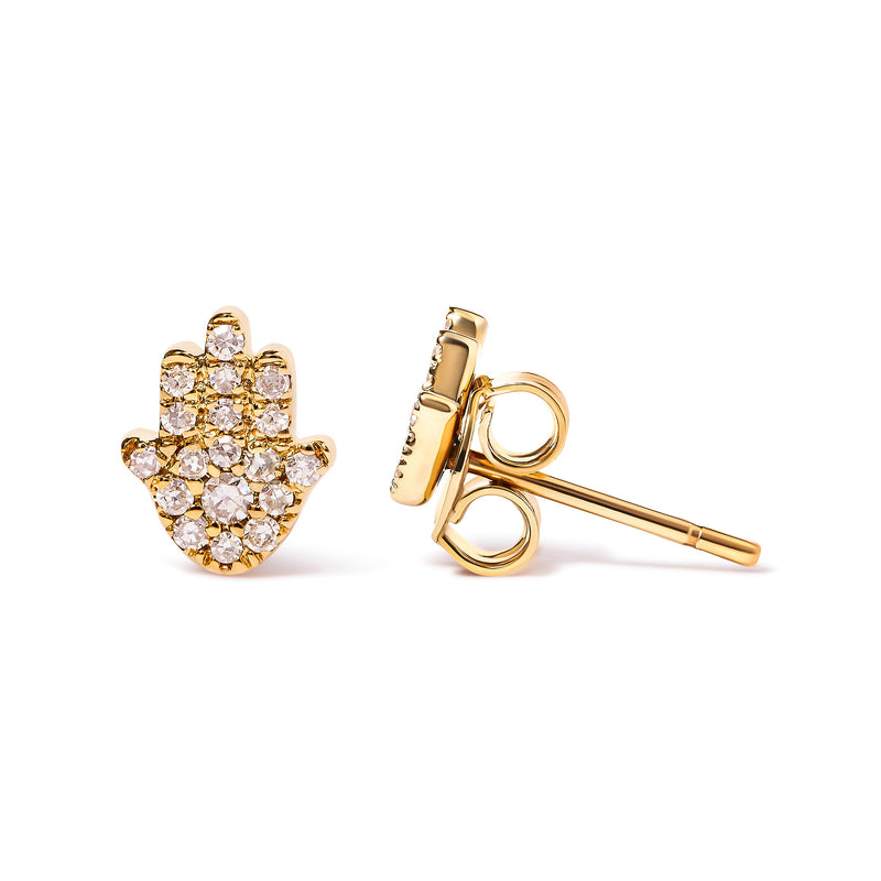 Bids.com 10K Yellow Gold Diamond Accented Hamsa Stud Earrings (H-I Color, I1-I2 Clarity) Earrings White Smoke Yellow.Gold / 0.125
