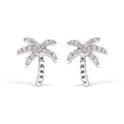 Bids.com 10K White Gold 1/10 Cttw Diamond  Encrusted Palm Tree Stud Earrings (H-I Color, I1-I2 Clarity) Earrings White Smoke White.Gold / 0.102