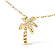 Bids.com 10K Yellow Gold 1/10 Cttw Round Diamond Palm Tree 18" Inch Pendant Necklace (H-I Color, I1-I2 Clarity) Necklaces White Smoke Yellow.Gold / 18