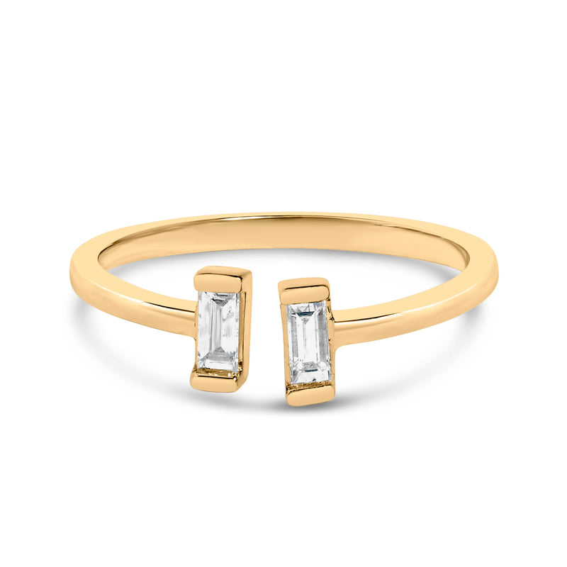 Bids.com 14K Yellow Gold Plated Sterling Silver 1/5 Cttw Baguette Diamond Open Band Ring Rings White Smoke 7 / YellowWhite.Sterling Silver,5 / YellowWhite.Sterling Silver,6 / YellowWhite.Sterling Silver,8 / YellowWhite.Sterling Silver,9 / YellowWhite.Sterling Silver