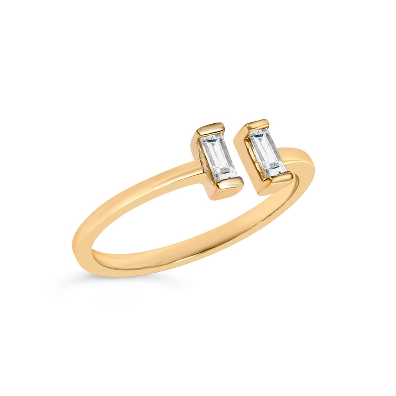 Bids.com 14K Yellow Gold Plated Sterling Silver 1/5 Cttw Baguette Diamond Open Band Ring Rings White Smoke 7 / YellowWhite.Sterling Silver,5 / YellowWhite.Sterling Silver,6 / YellowWhite.Sterling Silver,8 / YellowWhite.Sterling Silver,9 / YellowWhite.Sterling Silver