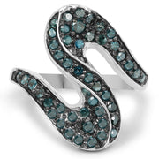 Bids.com 0.76 Carat Genuine Blue Diamond .925 Sterling Silver Ring Rings White Smoke size 6.00,size 7.00,size 8.00,size 9.00