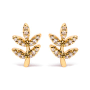 Bids.com 10K Yellow Gold 1/10 Cttw Diamond Accented Leaf and Branch Stud Earrings (H-I Color, I1-I2 Clarity) Earrings White Smoke Yellow.Gold / 0.115