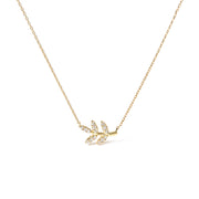 Bids.com 10K Yellow Gold 1/10 Cttw Diamond Leaf and Branch 18" Pendant Necklace (H-I Color, I1-I2 Clarity) Necklaces White Smoke Yellow.Gold / 18
