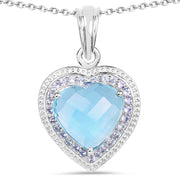 Bids.com 7.36 Carat Genuine Blue Topaz and Tanzanite .925 Sterling Silver Pendant Pendants White Smoke