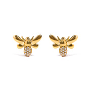 Bids.com 10K Yellow Gold Diamond Accented Bumble Bee Stud Earring (H-I Color, I1-I2 Clarity) Earrings White Smoke Yellow.Gold / 0.06