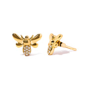 Bids.com 10K Yellow Gold Diamond Accented Bumble Bee Stud Earring (H-I Color, I1-I2 Clarity) Earrings White Smoke Yellow.Gold / 0.06